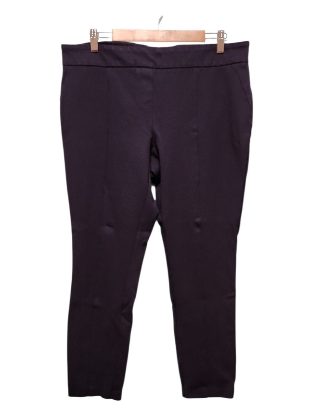 3 Pair Ponte Pants: Hilary Radley-Navy Counterparts-Purple Matty M-Black Size XL